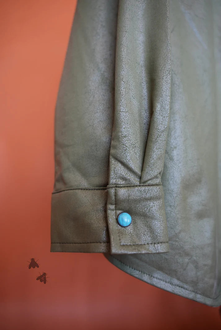 Leather Lux Agave Button Up