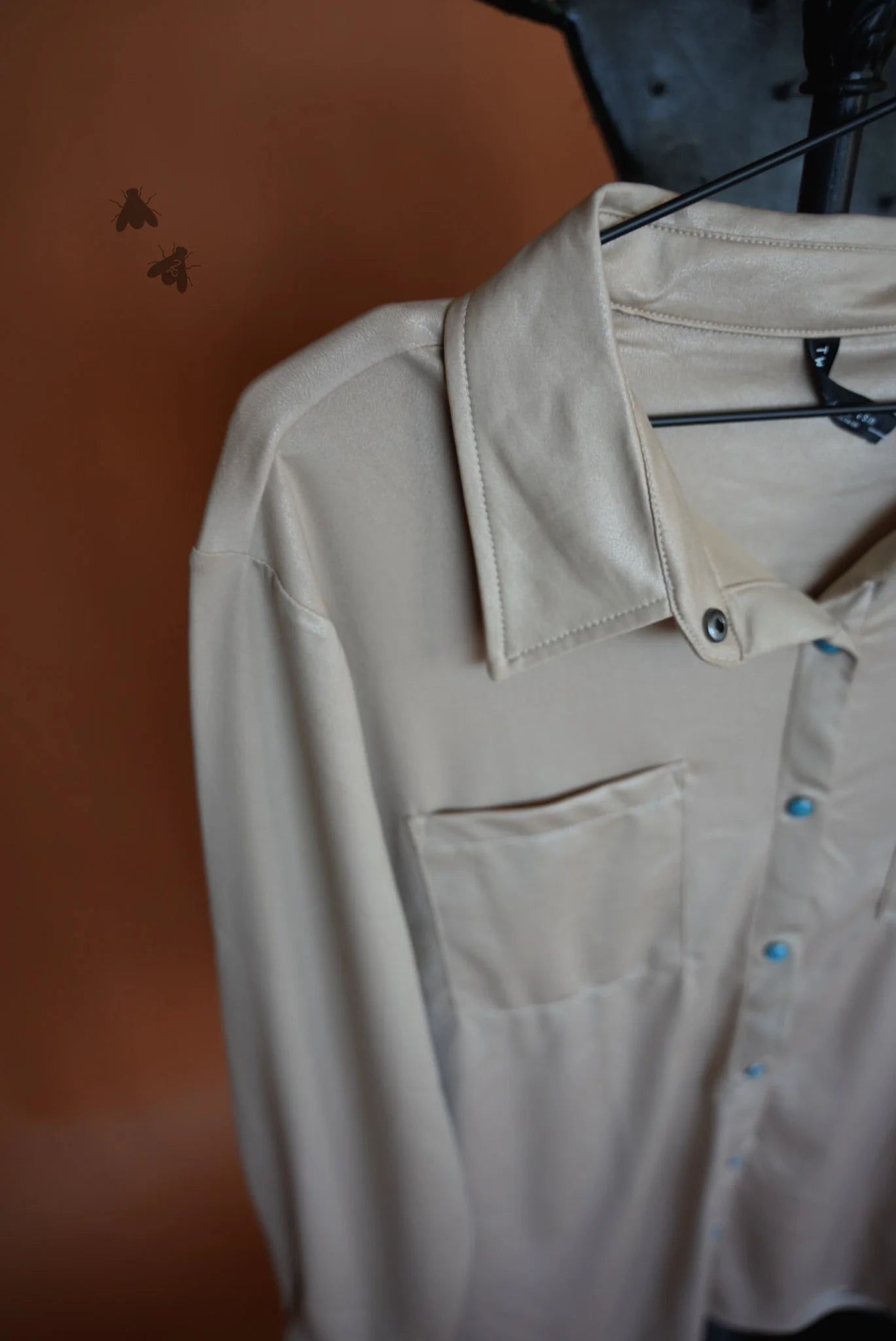 Leather Lux Sand Button Up