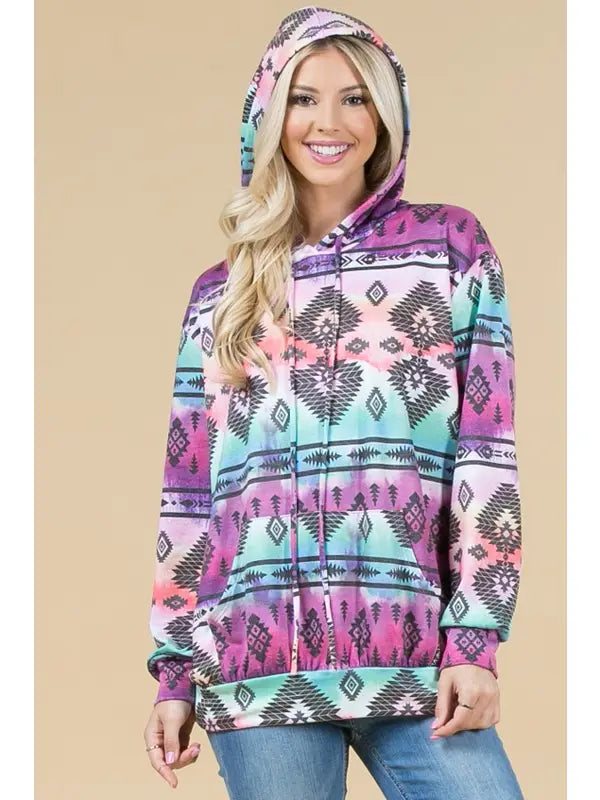 Tie Dye Aztec Hoodie