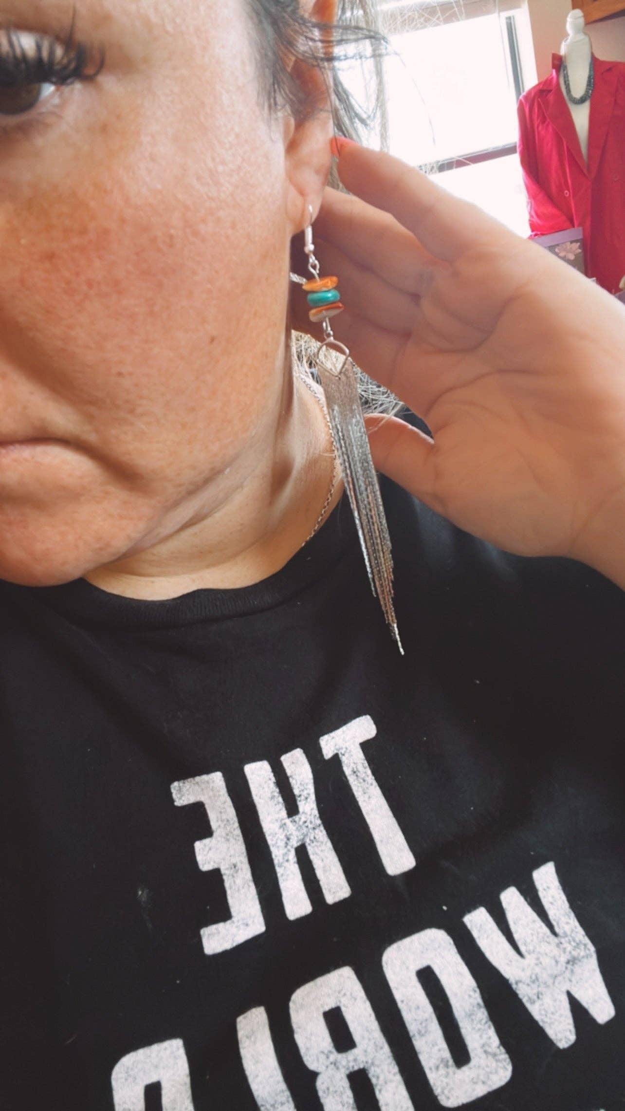 Waterfall Dangle Earrings With Real Turquoise