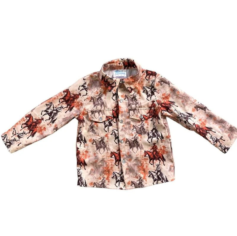 Traveling Cowboy Kids Button Up