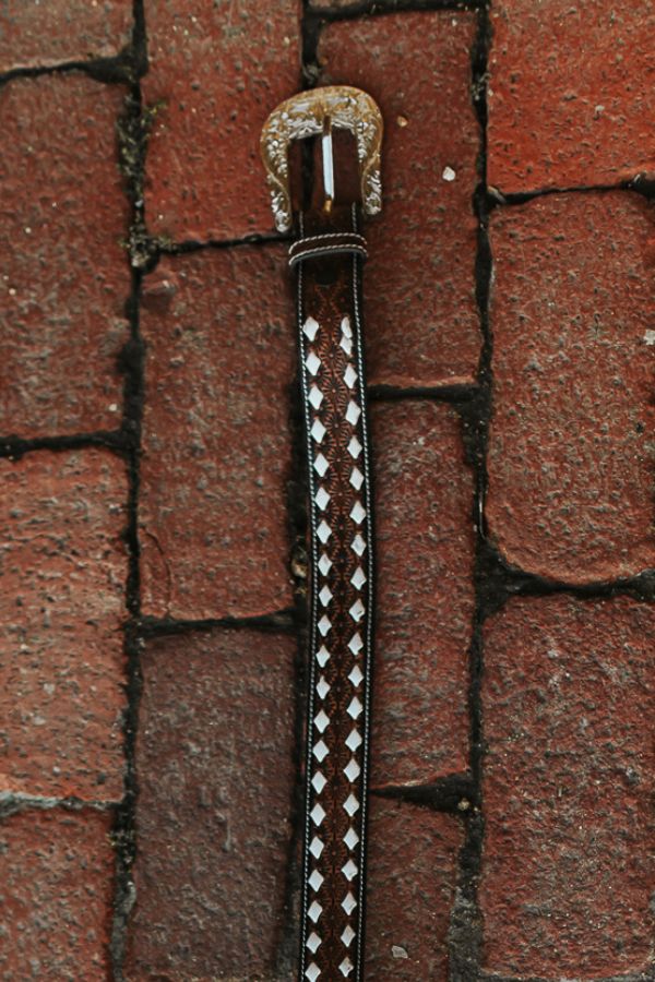 The High Mesa Diamond Buckstitch Leather Belt