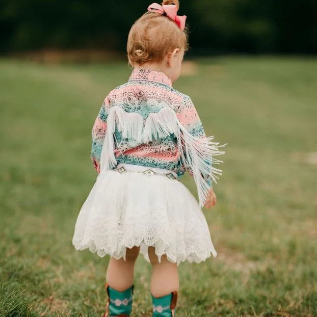 Pastel Paisley Fringe Button Up