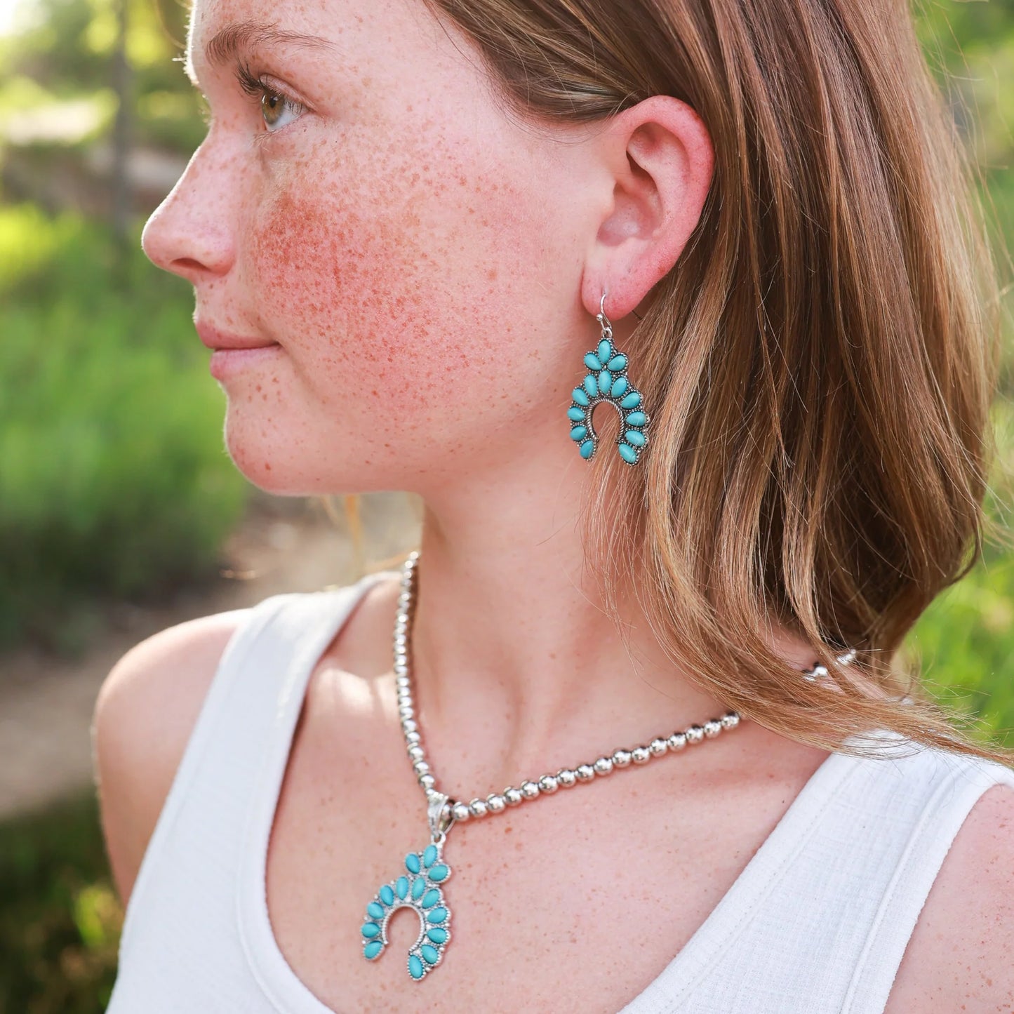 Desert Crescent Turquoise Naja & Stud Set