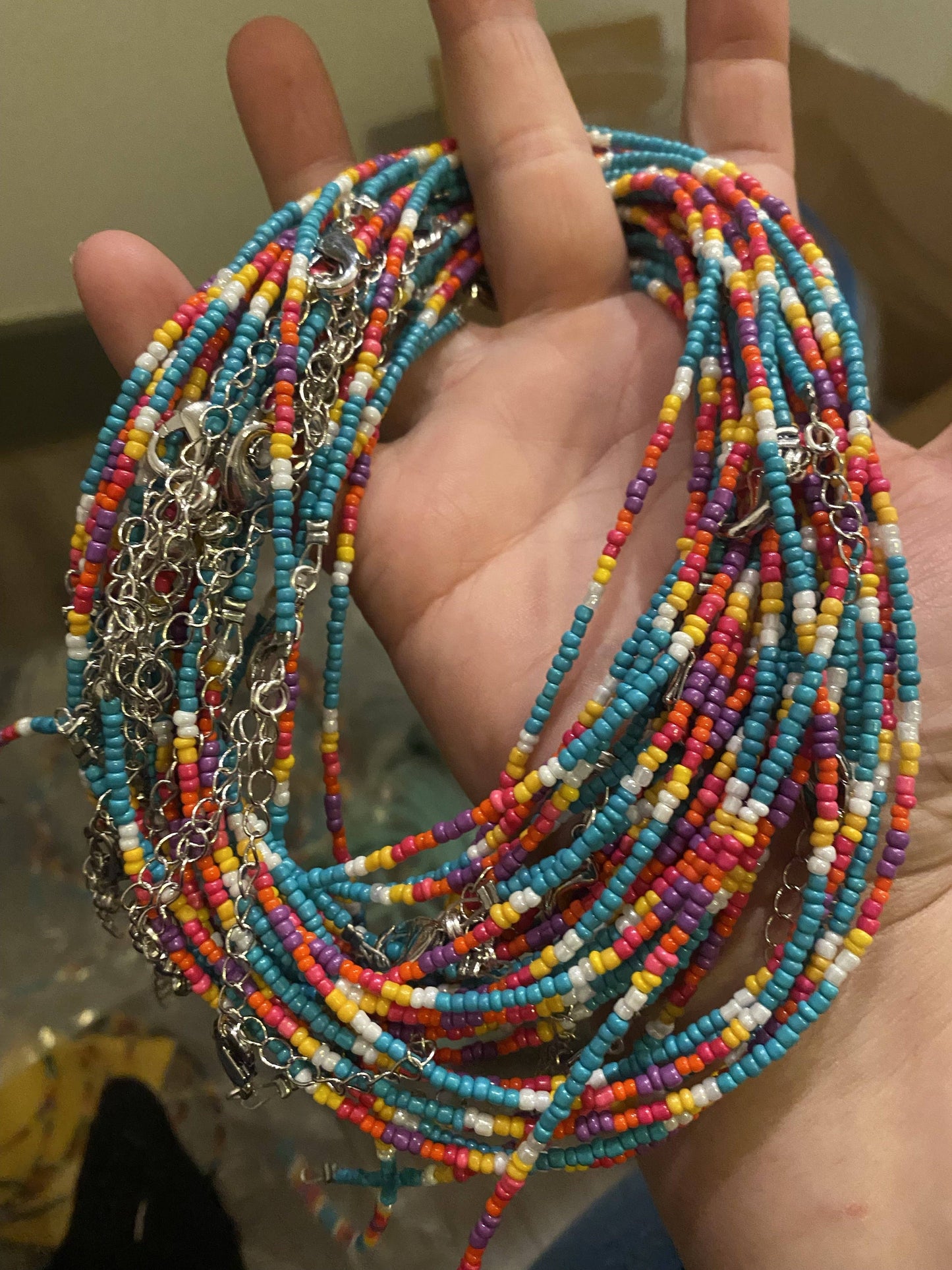 Pink sarape beaded choker