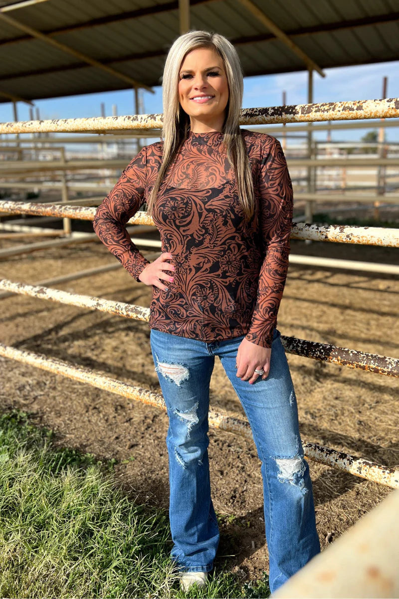 Country Road Leather Mesh Top