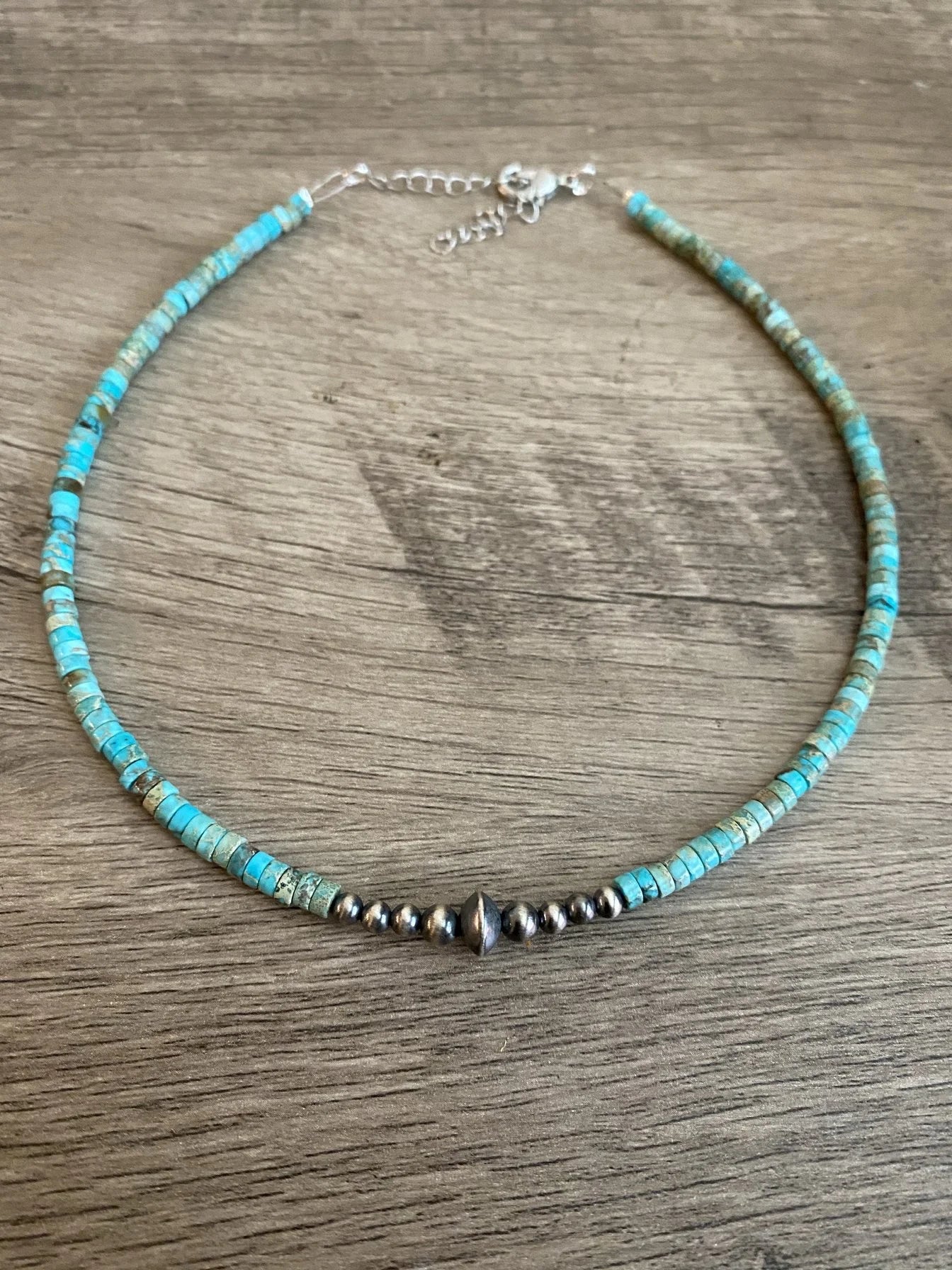 Sterling Silver Pearls and Variscite turquoise Choker