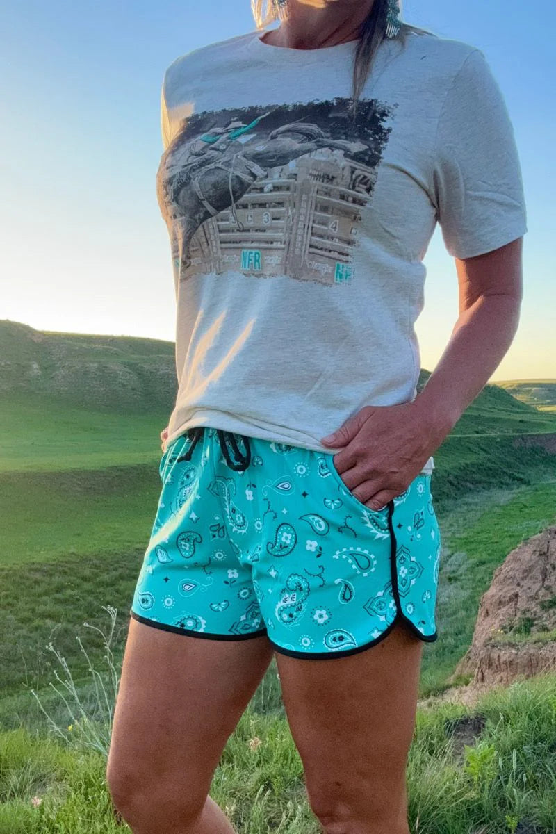 Bandana Babe Turquoise Shorts