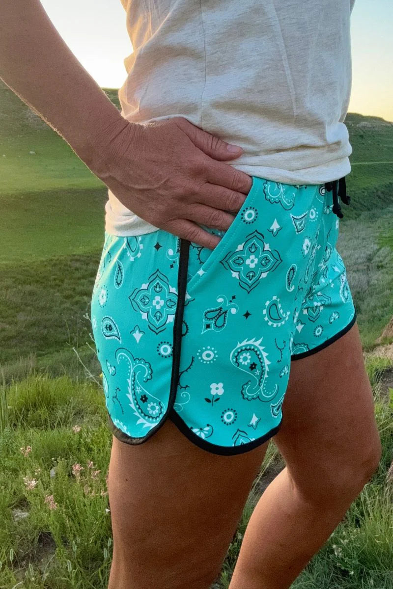 Bandana Babe Turquoise Shorts