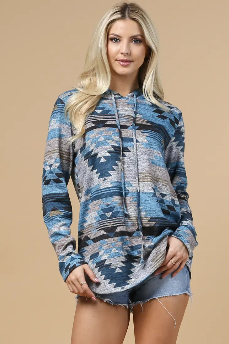 Wild Child Blue Aztec Hoodie