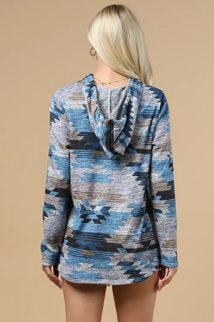 Wild Child Blue Aztec Hoodie