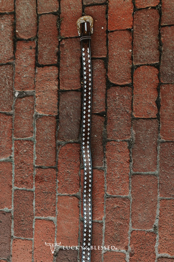 The High Mesa Diamond Buckstitch Leather Belt