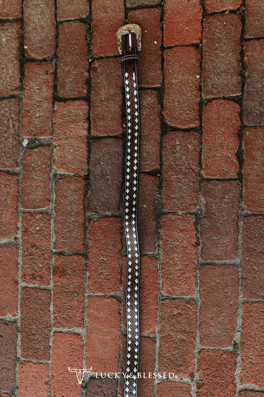 The High Mesa Diamond Buckstitch Leather Belt