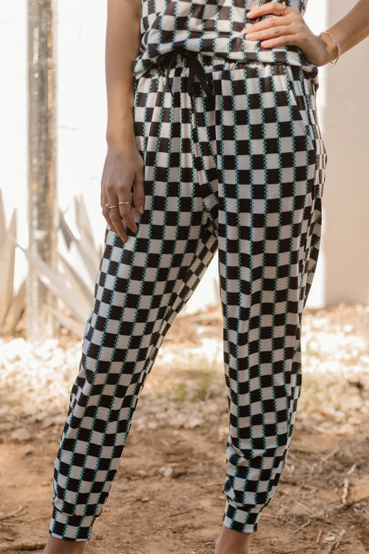 Checked In Turquoise Joggers