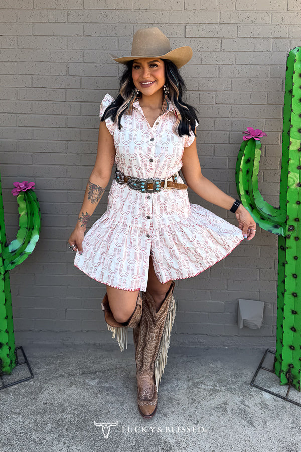 Lucky Charm Horseshoe Ruffle Dress