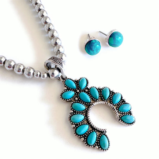Desert Crescent Turquoise Naja & Stud Set