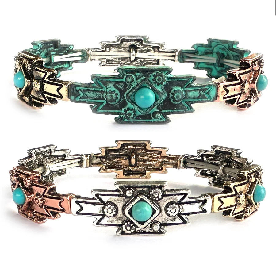 The Navajo Weaver Stretch Bracelet - Three-Tone