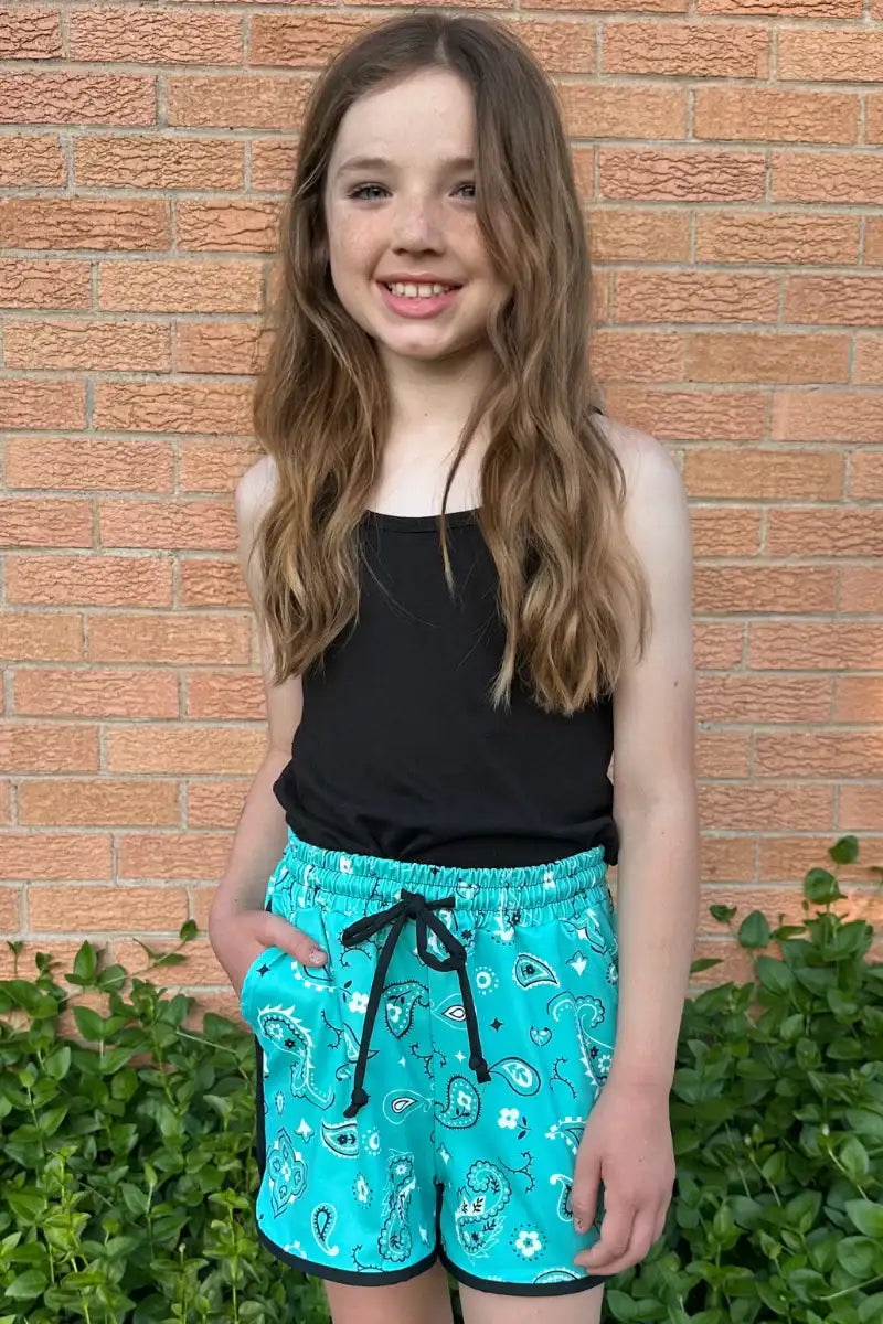 Bandana Babe Turquoise Shorts Youth