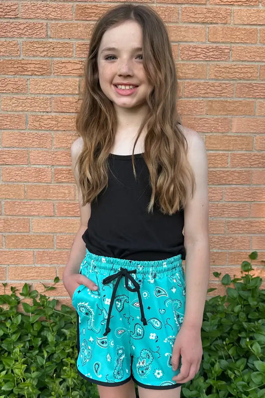 Bandana Babe Turquoise Shorts Youth