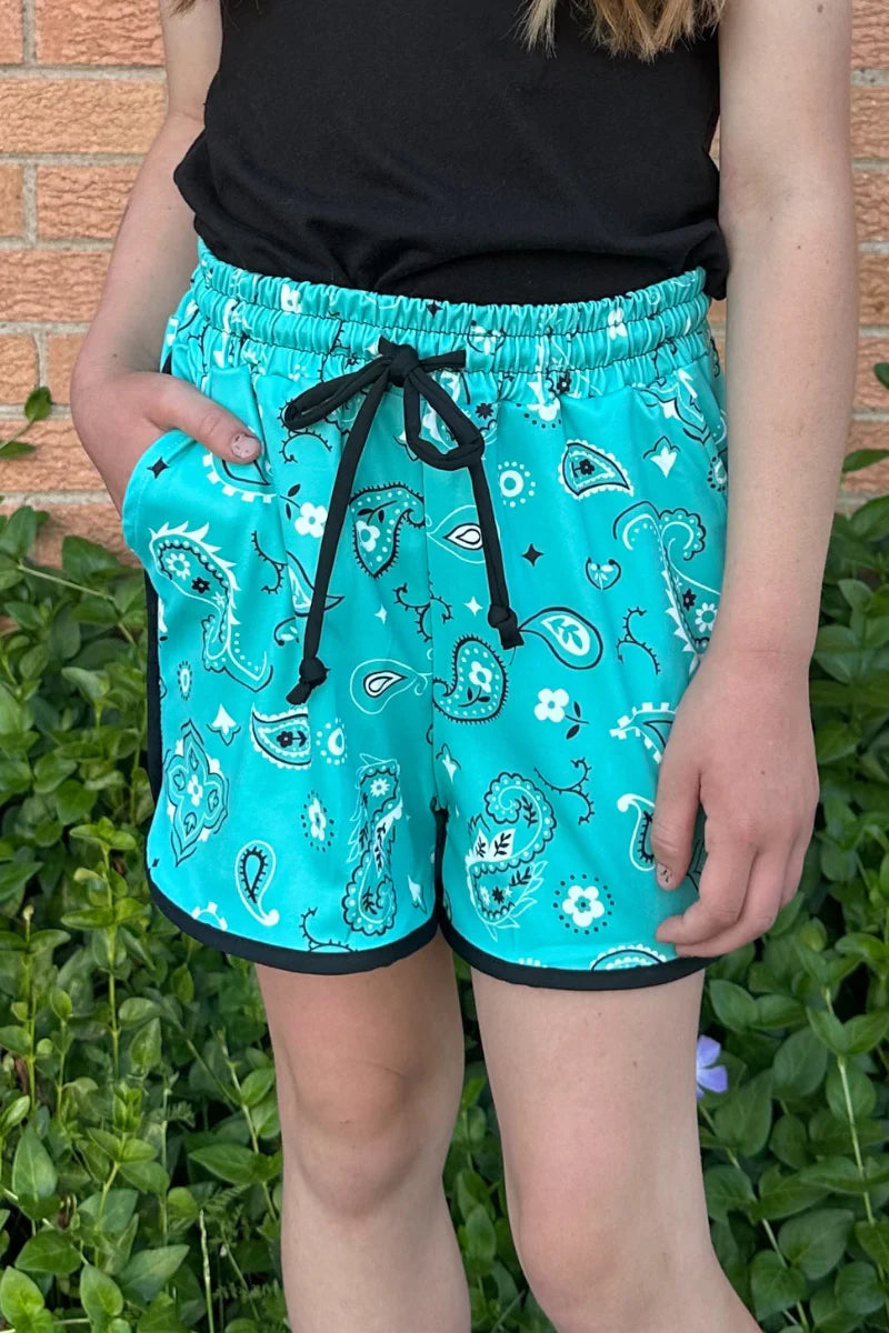 Bandana Babe Turquoise Shorts Youth