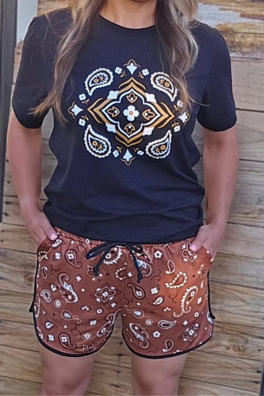 Bandana Babe Brown Shorts