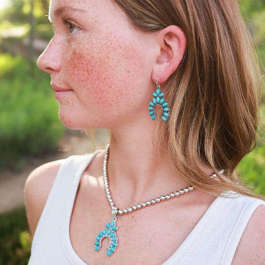 Desert Crescent Turquoise Naja & Stud Set