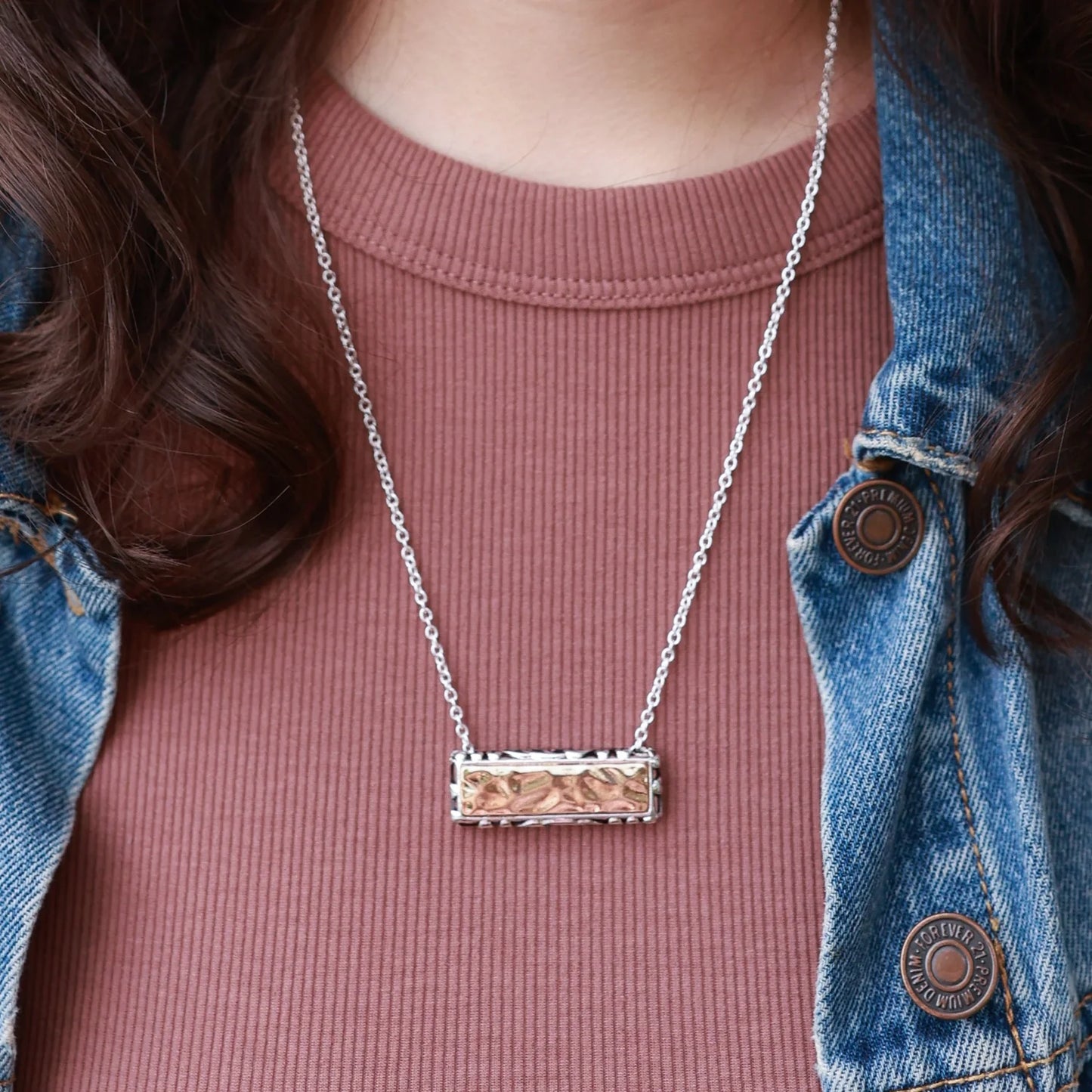 The Sunset Horizon Hammered Bar Necklace