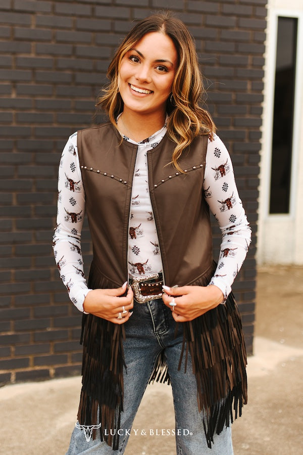 The Sedana Faux Leather Fringe Vest