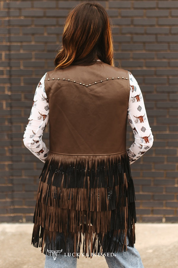 The Sedana Faux Leather Fringe Vest