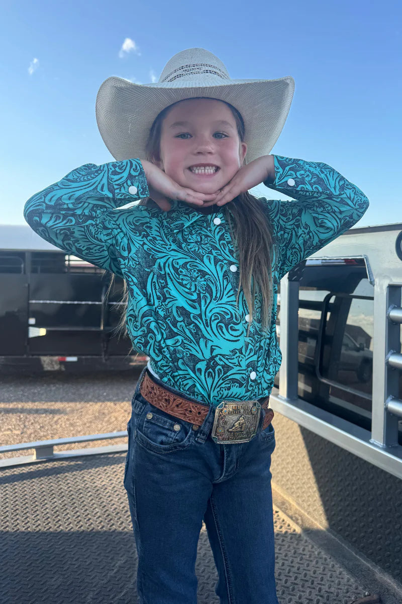 Tooled In Turquoise Youth Button Up
