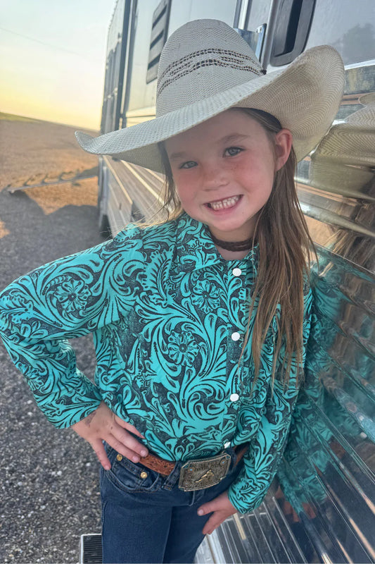 Tooled In Turquoise Youth Button Up