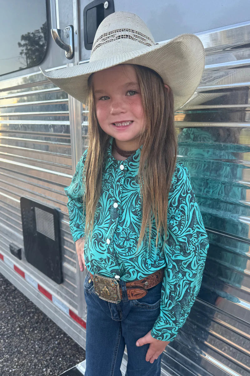 Tooled In Turquoise Youth Button Up