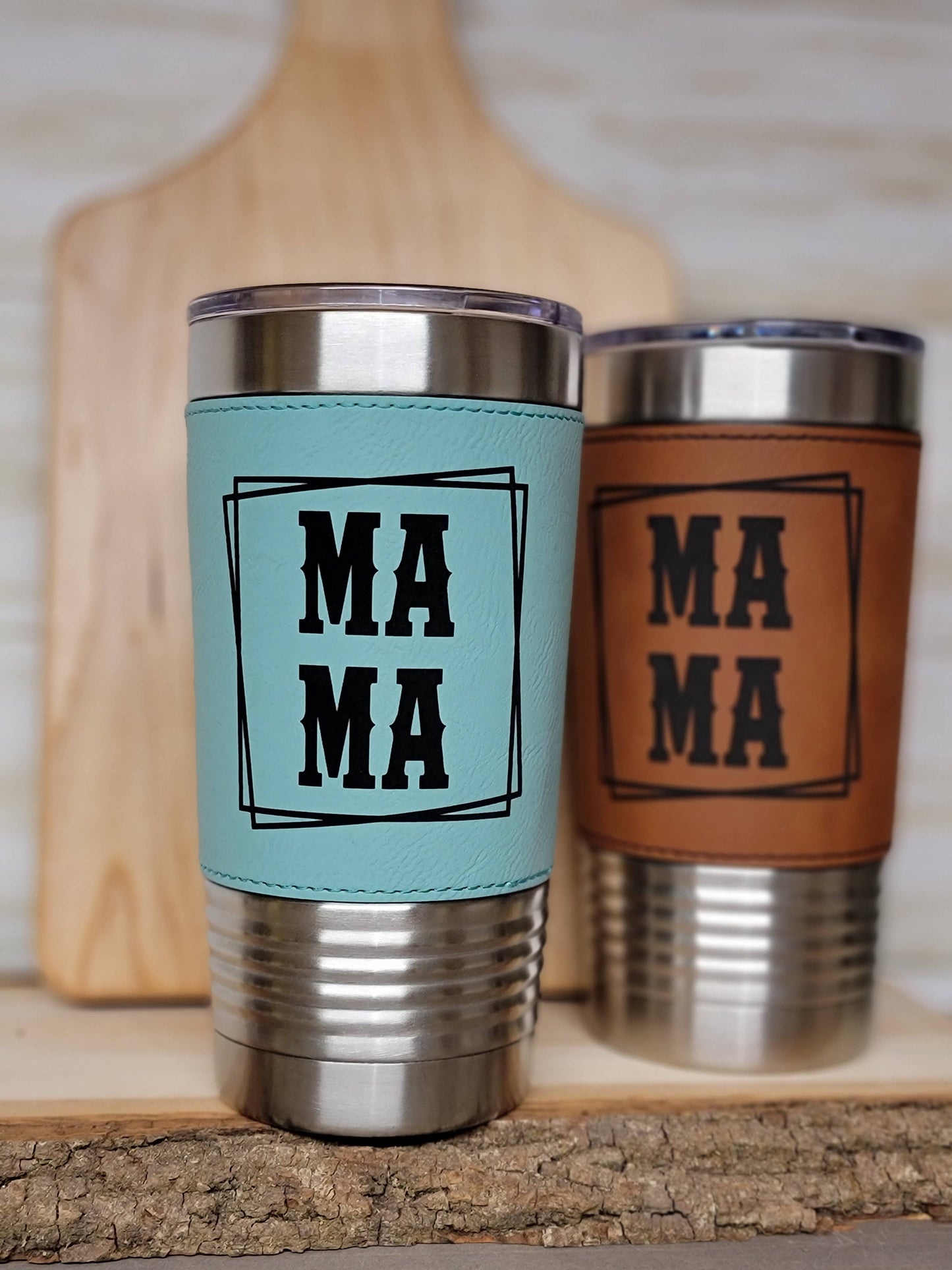 Mama Engraved Leather Tumbler