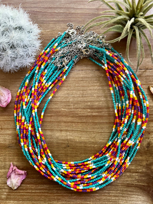 Pink sarape beaded choker